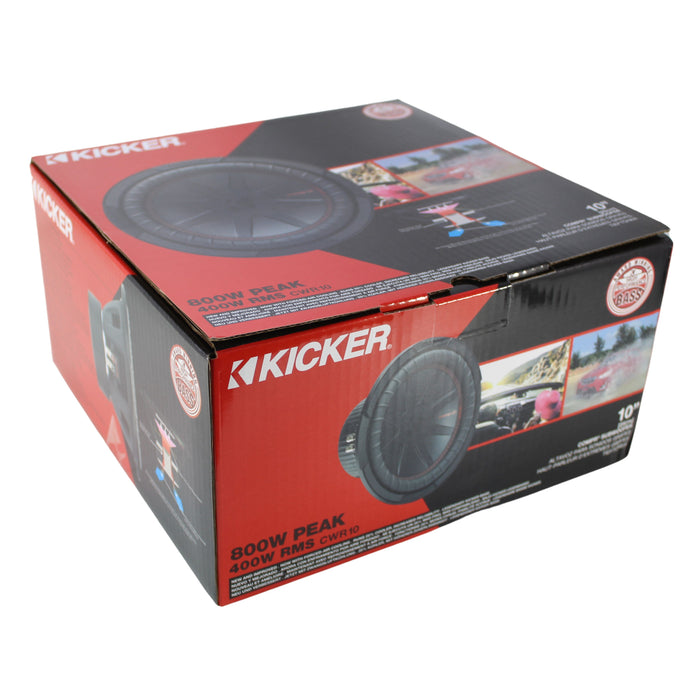 Kicker CompR Series 10" Dual 2 Ohm Voice Coil Car Subwoofer 800W Peak 48CWR102