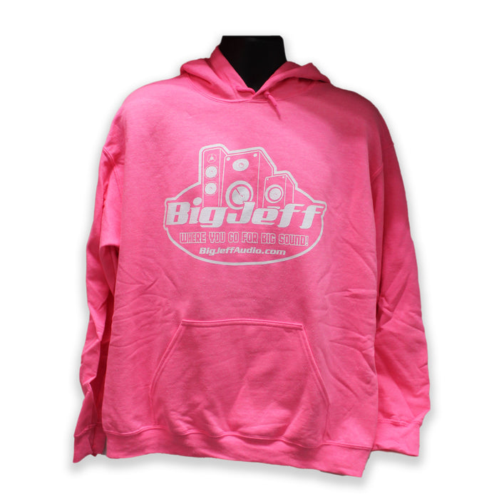 Official Big Jeff Audio Cotton Polyester Pink Unisex Hoodie with Logo