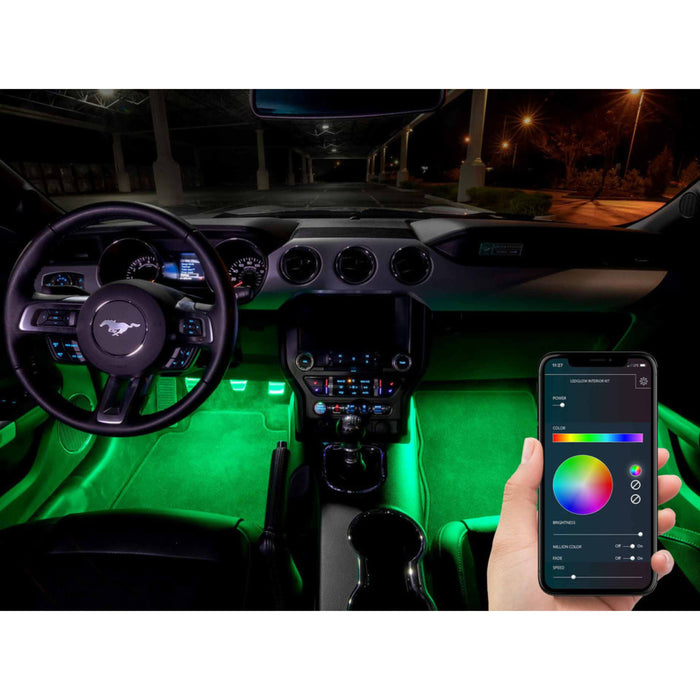 LEDGlow 4pc Million Color Bluetooth Interior Footwell Underdash LED Light Kit