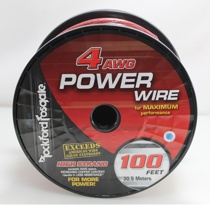 Rockford Fosgate 4 AWG 100% Oxygen Free Copper Power/Ground Wire Red LOT
