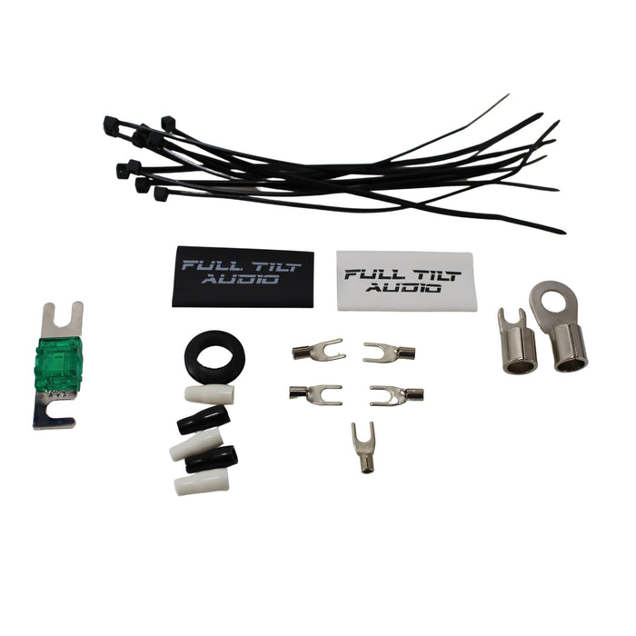 Full Tilt 4 Gauge AWG White/Black Amplifier/Amp Wire Kit