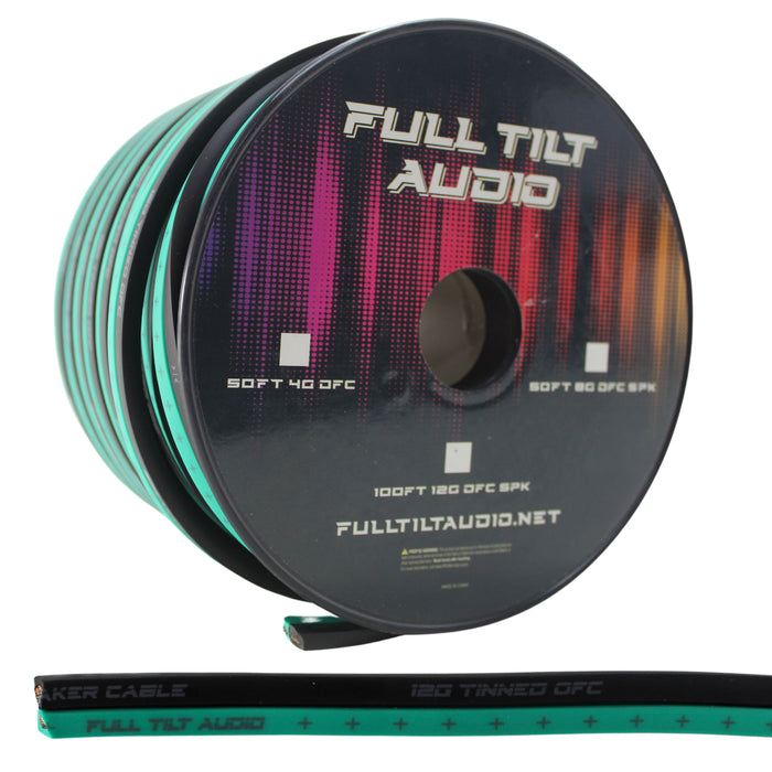 Full Tilt Audio 12Ga Tinned Oxygen Free Copper Speaker Wire Seafoam/Black Lot