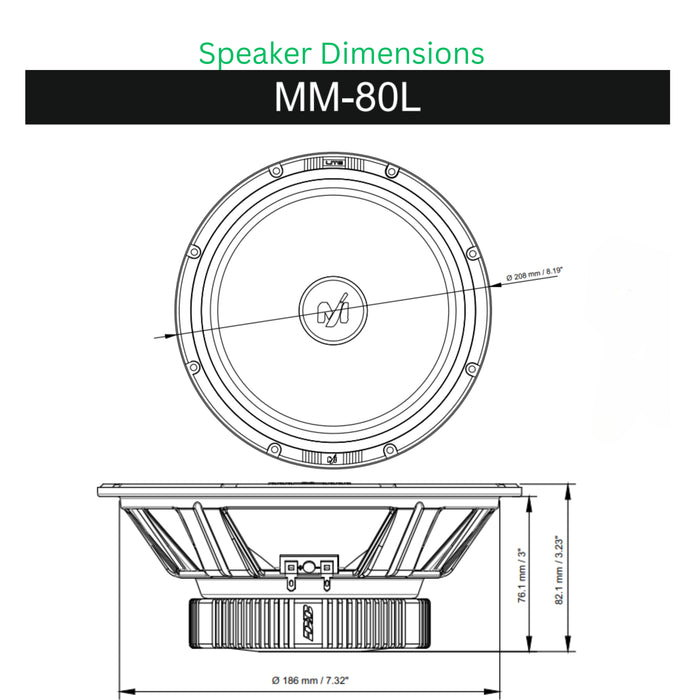 Deaf Bonce Machete Pair of 8" 4 ohm 200 Watts max Mid Range Speakers