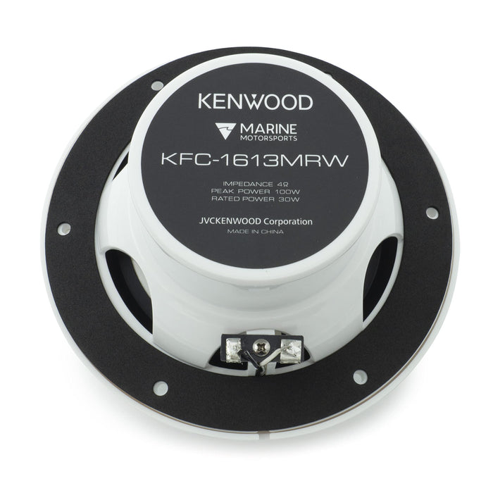 Kenwood 6.5" 100W 4 Ohm 2 Way Coaxial Marine Speakers Pair White KFC-1613MRW