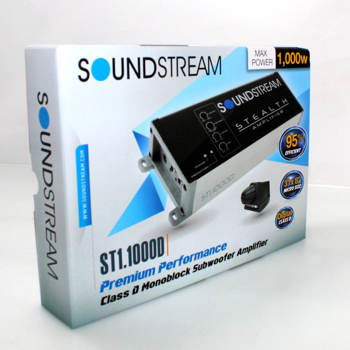Soundstream 1Ch 1000 Watt 4 Ohm Full Range Monoblock Class D Subwoofer Amplifier