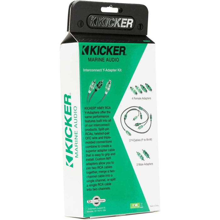 Kicker Marine Y-Adapter 2 Ch OFC RCA Kit 1 Female to 2 Male w/Adapters 47KMIY
