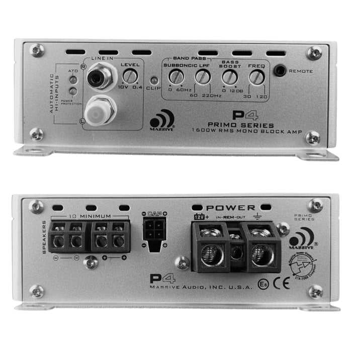 Massive Audio Primo P4 Mono Block 1600 Watts RMS 1 ohm Stable Amplifier