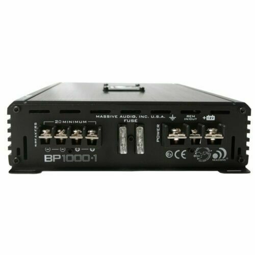 Massive Audio BP1000.1 V2 Monoblock 1000 Watt Amplifier w/ 4 Gauge Amp Kit