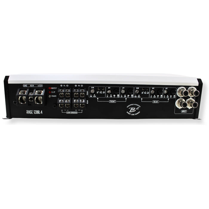 B2 Audio RAGE Series 1.2K 1200 Watt 4-Channel 2-Ohm Full Range Class D Amplifier