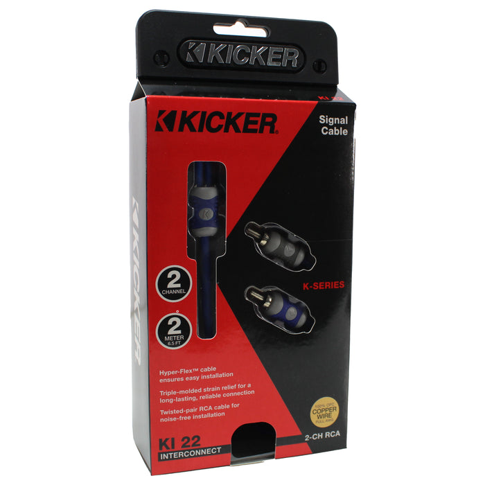 Kicker 2 Channel Silver-Tinned OFC Interconnect Cable (RCA) 6.5ft / 2m 46KI22