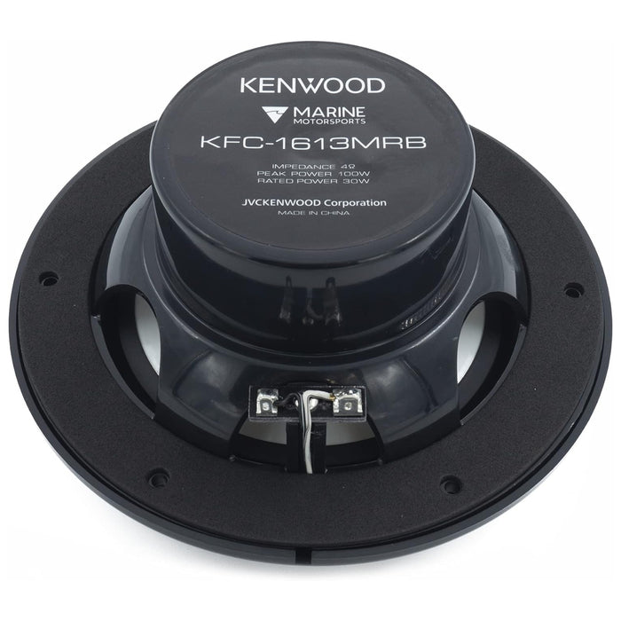 Kenwood 6.5" 100W 4 Ohm 2 Way Coaxial Marine Speakers Pair Black KFC-1613MRB