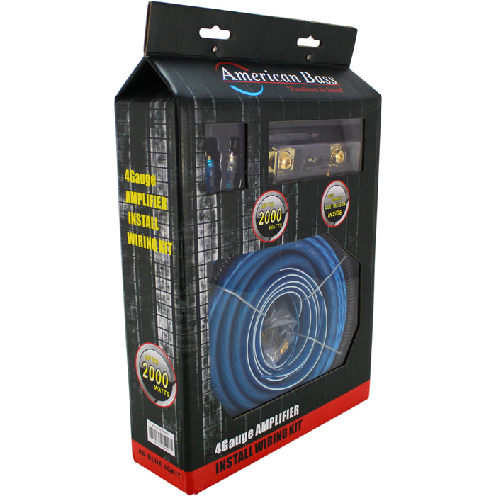 American Bass 4 Gauge Amplifier Install Blue Wiring Kit / AB-BLUE-4GKIT