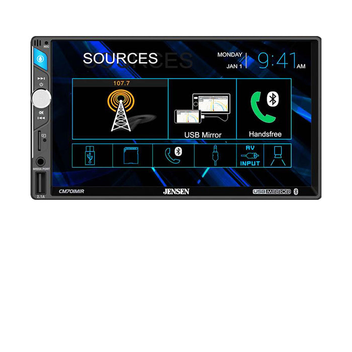 Jensen 7" 2-Din Touchscreen LCD USB Screen Mirroring Bluetooth Multimedia Radio