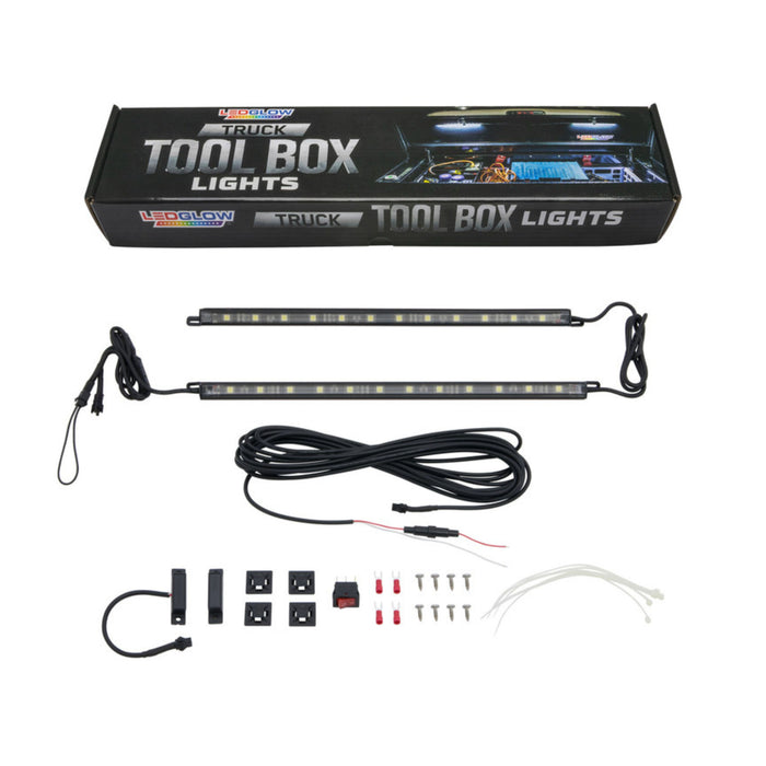 LEDGlow 2pc White LED Tool Box Lights with Power Switch