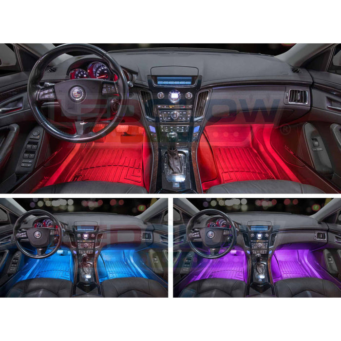 LEDGlow 4pc 7 Color LED Interior Underdash Lighting Kit for Cars and Trucks
