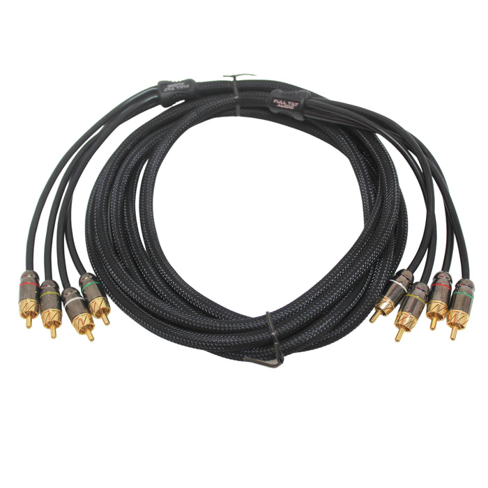 Full Tilt 10 Foot 4 Channel HQ Gold Plated Color-Coded RCA Car Audio Cable