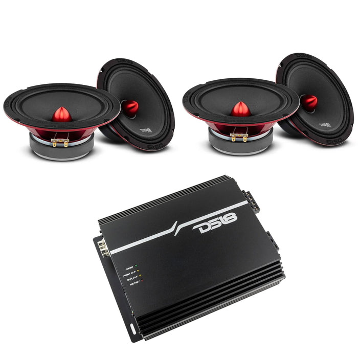 4x Pro Audio Full Range Bullet Speakers PRO-X6.4BM + 4 Channel Korean Amplifier