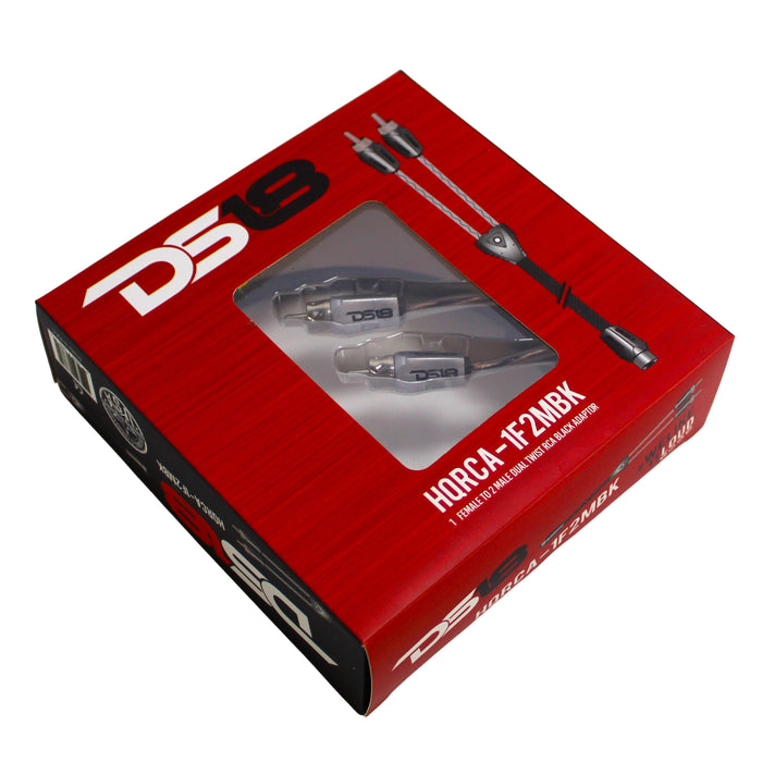 DS18 RCA Audio Y Adapter 1 Female 2 Male Jack Splitters Red+Black 2 Pk HQRCA1F2M