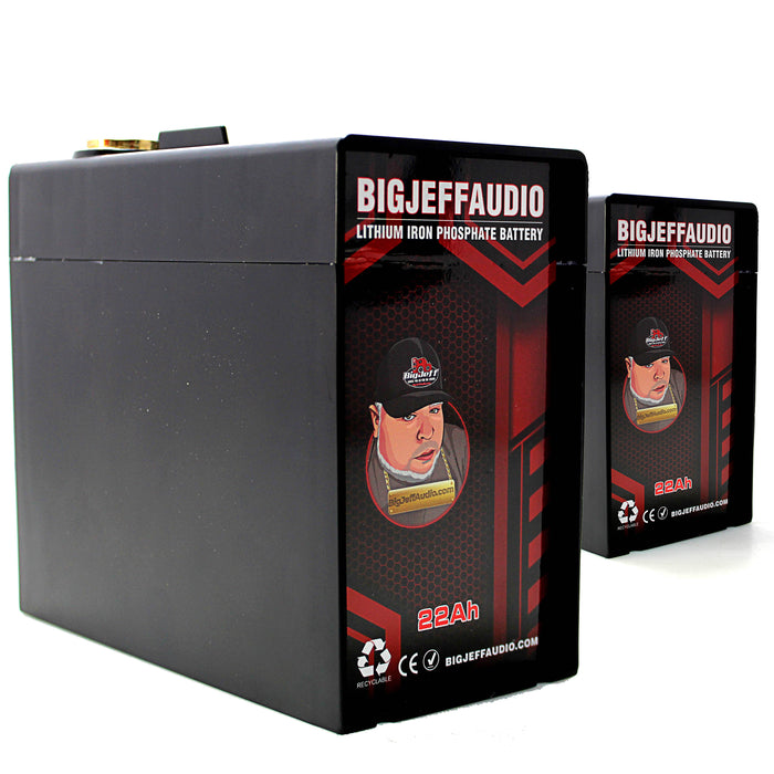 Big Jeff Audio 2 pack Compact 44AH 12V Lithium LFP Batteries 6000W BJ-LI-22AH (PRE-ORDER)