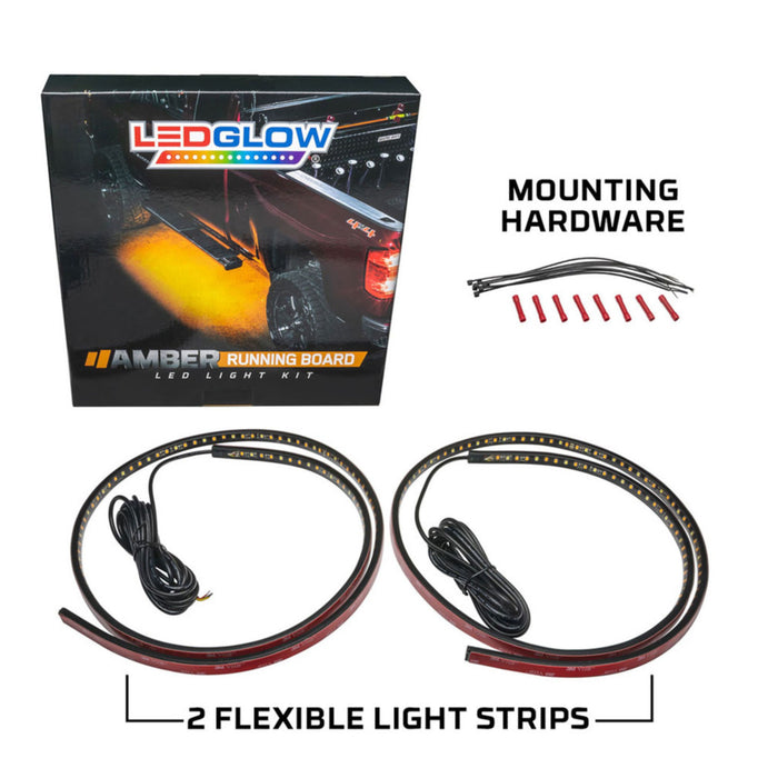 LEDGlow Amber Side Markers Running Board LED Light Kit Bluetooth 2pc 70inch