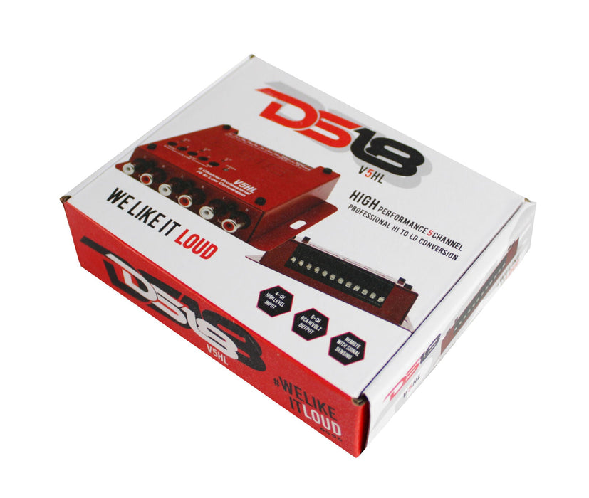DS18 Car Audio 12 Volt 5 Channel Hi/Lo Converter with Remote Trigger Output V5HL