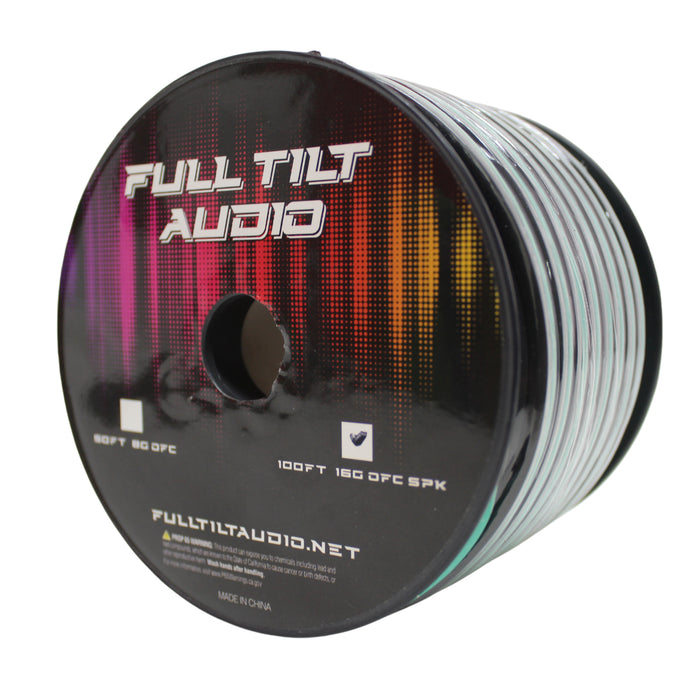 Full Tilt Audio 16GA Tinned Oxygen Free Copper Speaker Wire Sea Foam/Black Lot