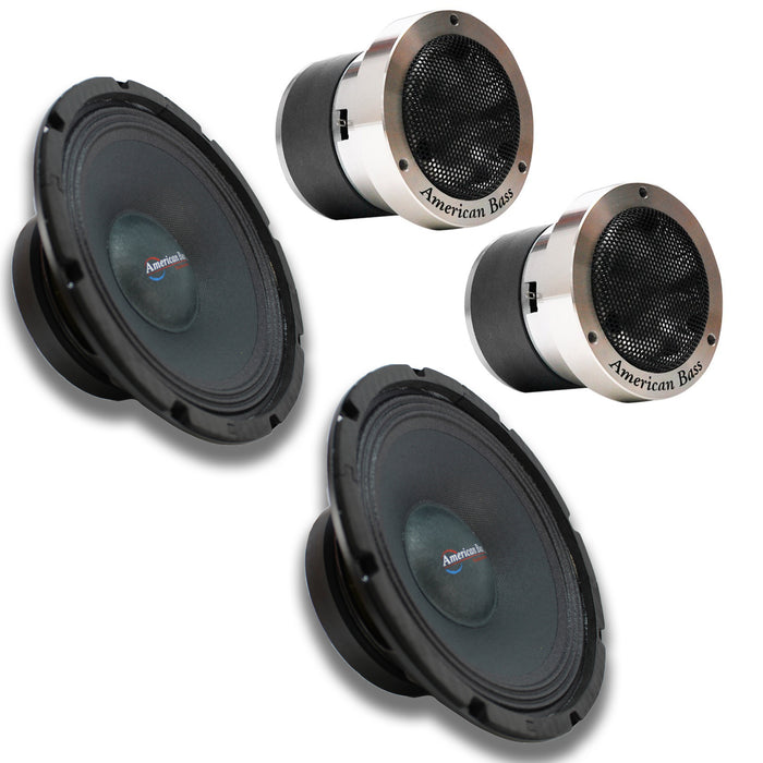 American Bass 2x 8" 8 Ohm Midrange Speaker 700W SQ8 + 2x 1" 300W Tweeter Bundle