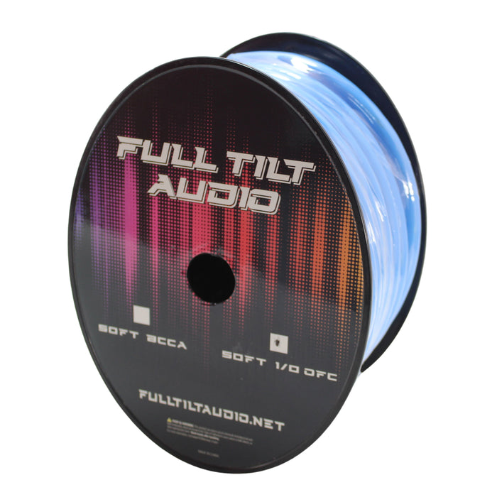 Full Tilt Audio 1/0GA Tinned Oxygen Free Copper Power/Ground Wire Light Blue Lot
