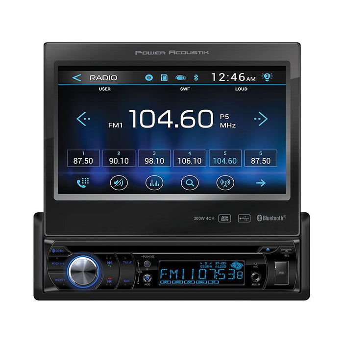 Power Acoustik 7" Flip Out Bluetooth Radio USB Single Din Touch Screen PD-724B