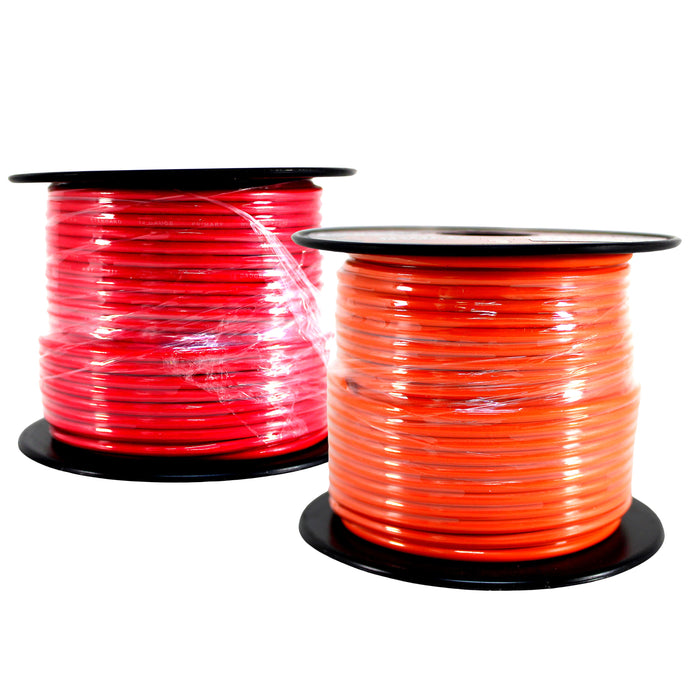 Audiopipe 2 Pack of 14ga 100ft CCA Primary Ground Power Remote Wire Red & Orange