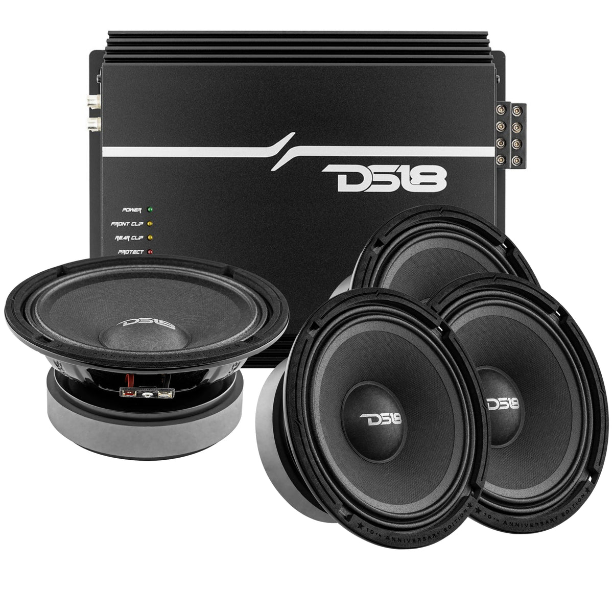DS18 4x 6.5" 4 Ohm Car Audio Loudspeakers + 4 Channel Korean Amplifier