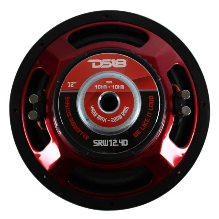 12" Shallow Mount Subwoofer 440W 4+4 Ohm DVC Pro Car Audio Bass SRW12.4D