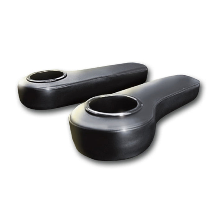 Set of 2 Black Cushioned Golf Cart Rear Seat Arm Rests with Cup Holders