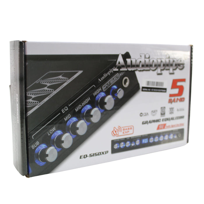 Audiopipe 9V 5 Band Graphic EQ with Subwoofer Control + Voltage Reader EQ-515DXP