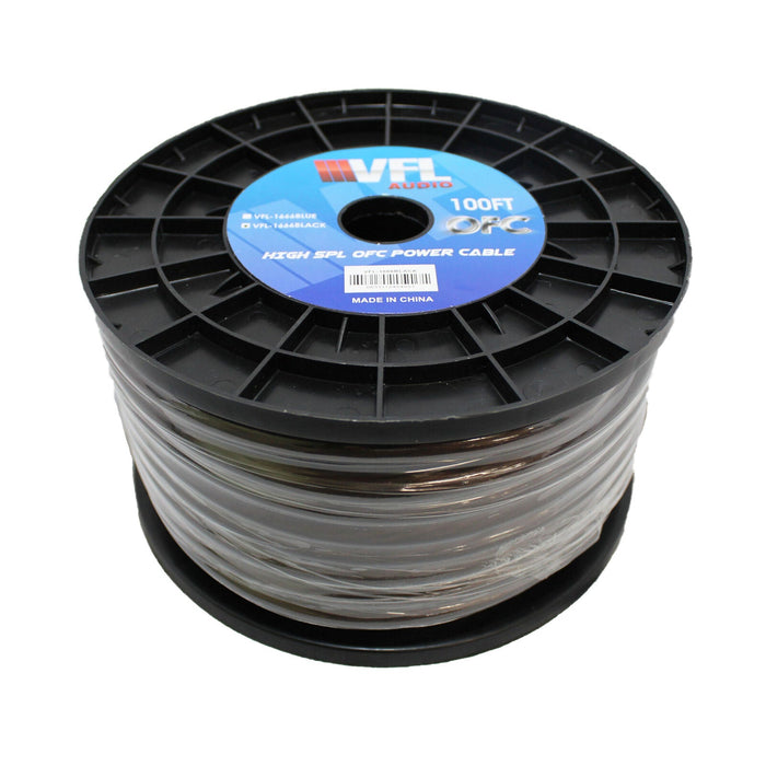 VFL 4 AWG Power Ground Wire Cable Copper American Bass 100Ft Black 4G-OFC-100-BK