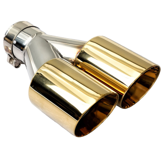 Mach-Speed Universal Car Exhaust Tip Slant Cut Double Wall Miami Gold ET-025MG