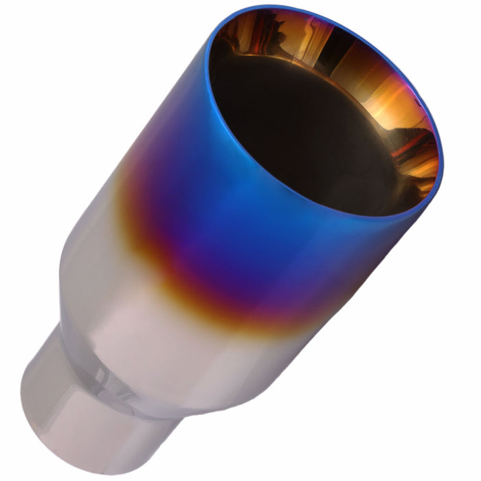 Mach-Speed Single Round Double Wall Straight Cut Blue Flame Exhaust Tip T263BL1
