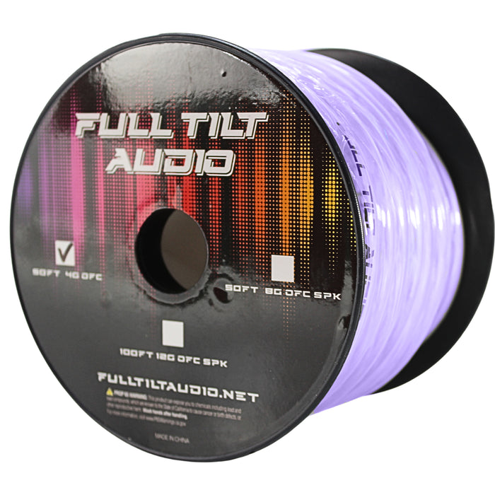 Full Tilt Audio 4GA Tinned Oxygen Free Copper Power/Ground Wire Purple Lot.