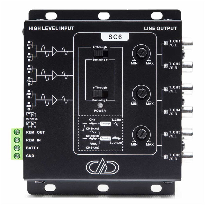 DD Audio 6-Channel Summing 10V Max Output Active Pre-Amp Signal Converter SC6a