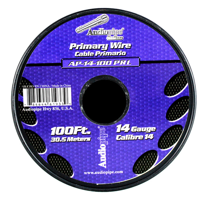 Audiopipe 14 ga 100ft CCA Stranded Primary Ground Power Remote Wire Spool Purple