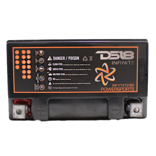 DS18 12V Moto Powersports Battery 450W 12 Amp Hours AGM INFINITE INF-YTX12-BS