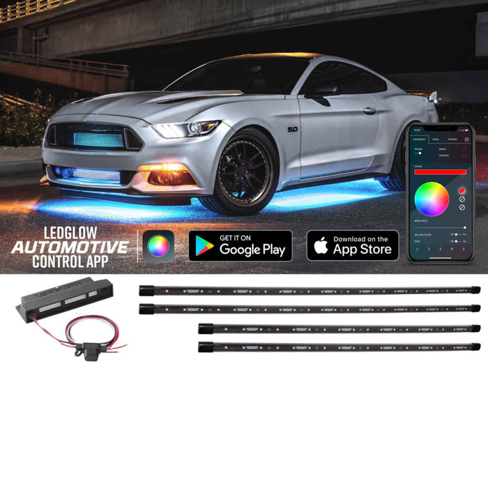 LEDGlow 8pc Million Color Bluetooth Car Underglow and Interior Lighting Kit