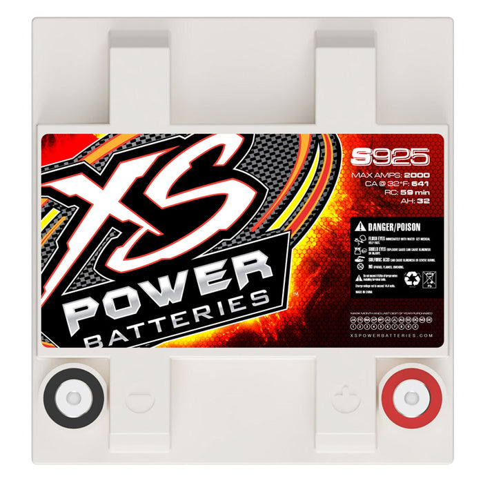 XS Power 12V AGM Battery 2000 Max Amps 640 Ca Car Audio + Terminal Hardware S925
