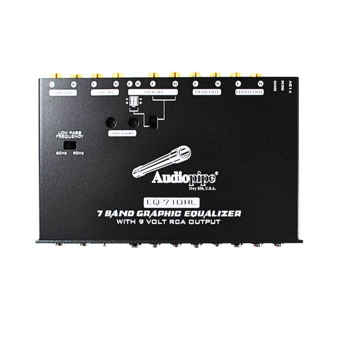 Audiopipe 7 Band 9V Half-Din Line Driver Graphic Equalizer with Hi/Lo EQ-710HL