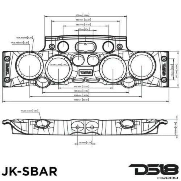 DS18 White RGB LED Overhead Bar Audio System for JK/JKU Jeep Wrangler