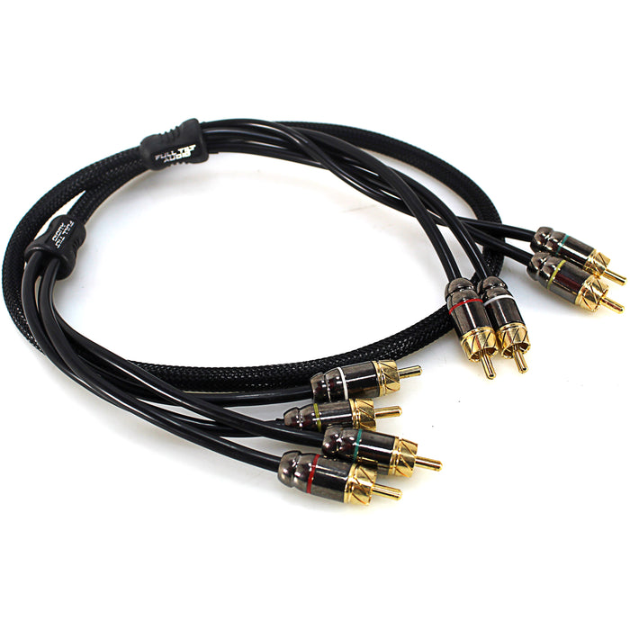 Full Tilt Audio HQ 3 Foot 4 Channel Gold Tip Interconnect RCA Cable FT-RC3.0-4CH