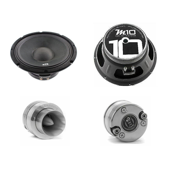 2x Massive Audio 10" Closed Midrange Speakers+2x 1" 480W 4Ohm Bullet Tweeters