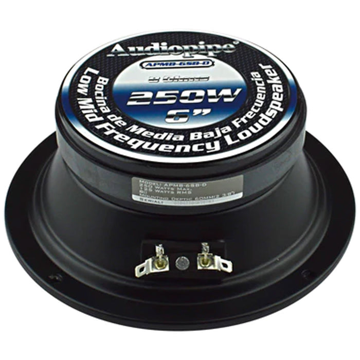 Audiopipe 6 Sealed Mid Bass Loud Speaker 250W 8 ohms 1.5 Voice Coil Black