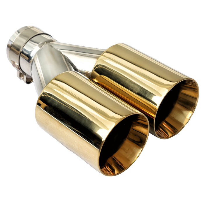 Mach-Speed Car Exhaust Tip Bolt On Straight Cut Double Wall Miami Gold ET-0251MG