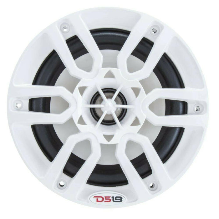 DS18 6.5" 600W 4 Ohm Marine Power Sport RGB LED Speakers Hydro Pair White NXL6